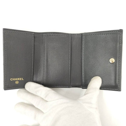 Chanel Classic Small Flap Wallet Trifold Quilted Gray