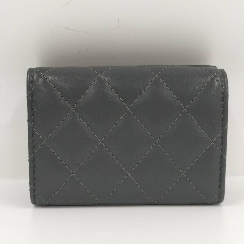Chanel Classic Small Flap Wallet Trifold Quilted Gray