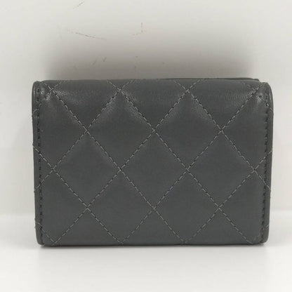 Chanel Classic Small Flap Wallet Trifold Quilted Gray