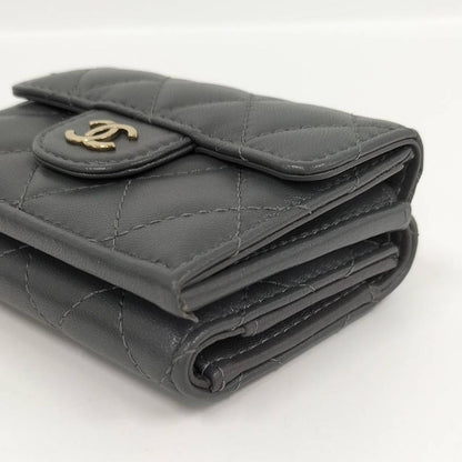 Chanel Classic Small Flap Wallet Trifold Quilted Gray