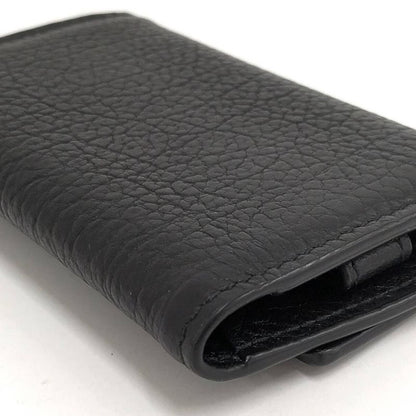 Gucci 6 Key Case Leather Black Silver 0416 Key Holder