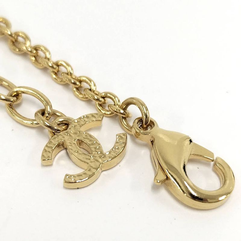 Chanel Necklace Heart CC Logo Plated Gold