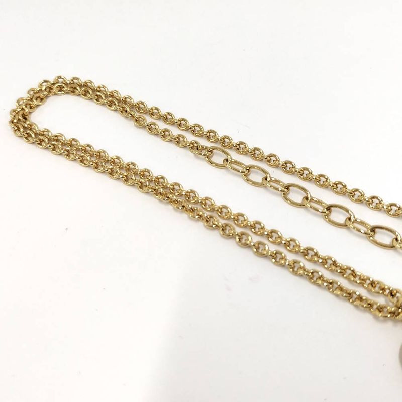 Chanel Necklace Heart CC Logo Plated Gold