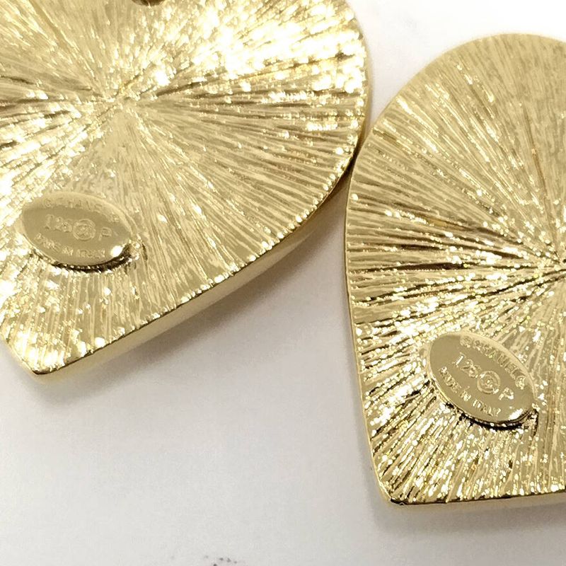 Chanel Earrings Heart CC Logo Plated Gold