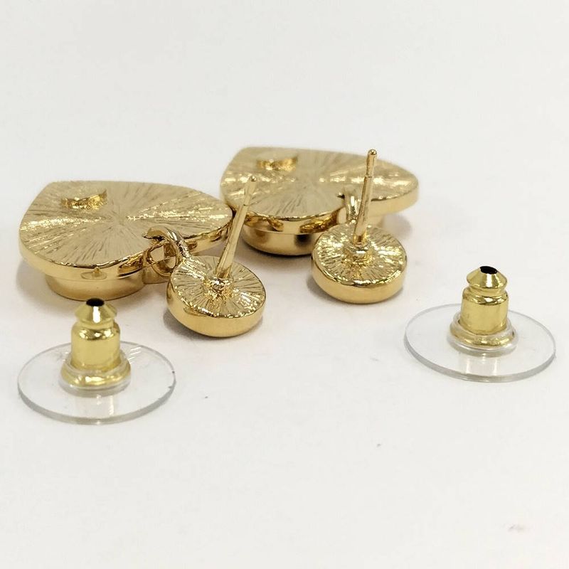 Chanel Earrings Heart CC Logo Plated Gold