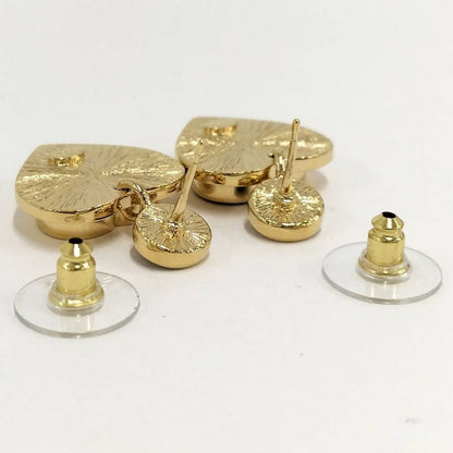 Chanel Earrings Heart CC Logo Plated Gold