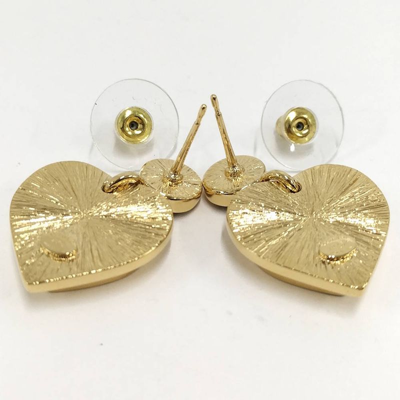Chanel Earrings Heart CC Logo Plated Gold