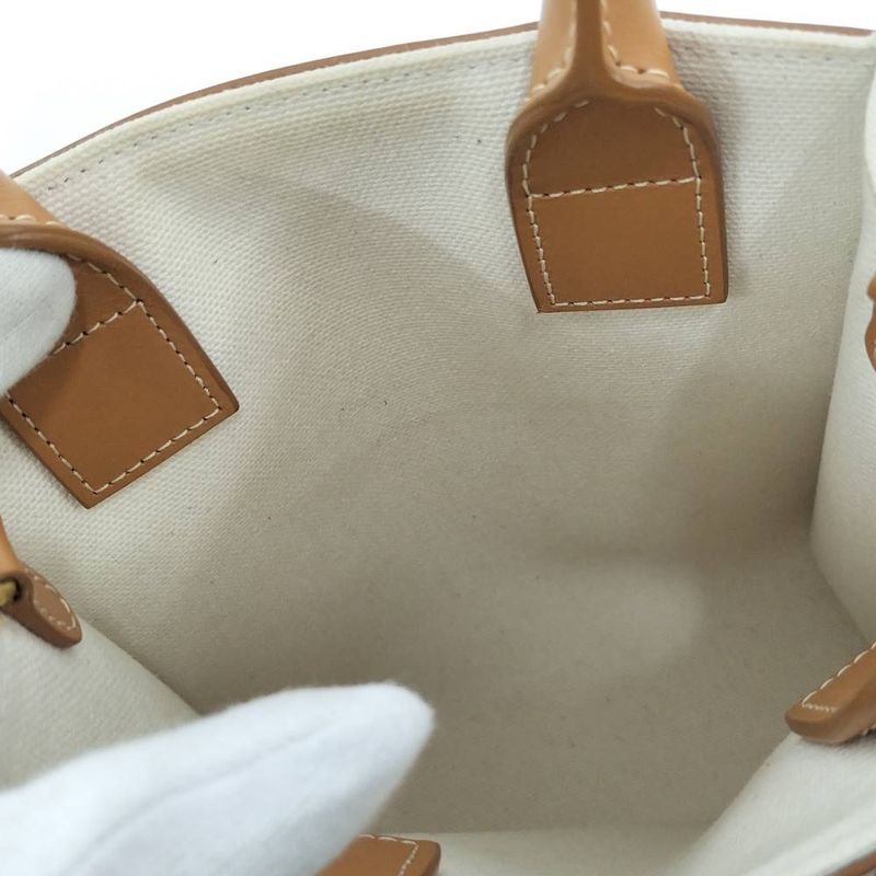 Celine Vertical Cover Mini 2-Way Shoulder Bag Canvas Leather Ivory