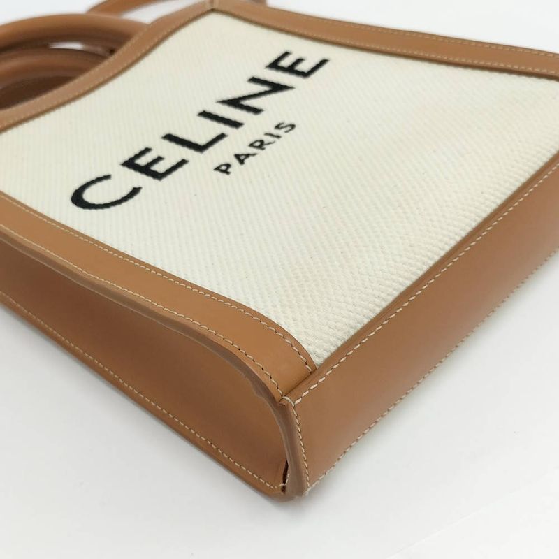 Celine Vertical Cover Mini 2-Way Shoulder Bag Canvas Leather Ivory