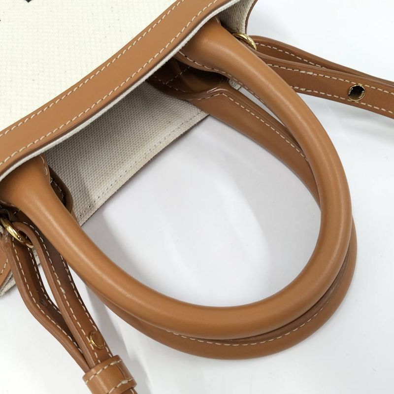 Celine Vertical Cover Mini 2-Way Shoulder Bag Canvas Leather Ivory