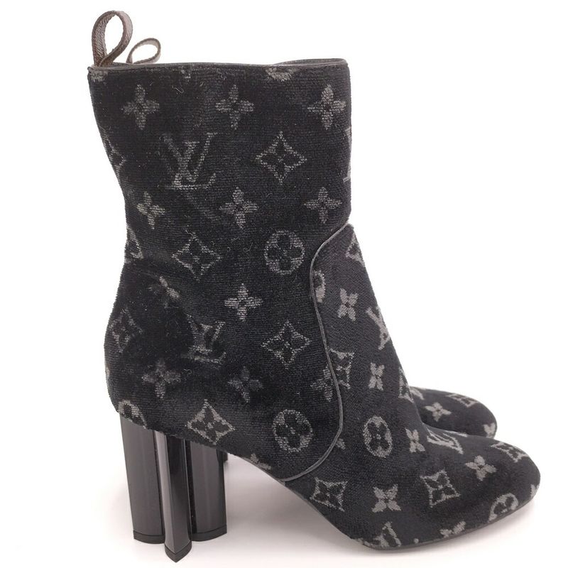 Louis Vuitton Short Boots Silhouette Line 39 Velour Black