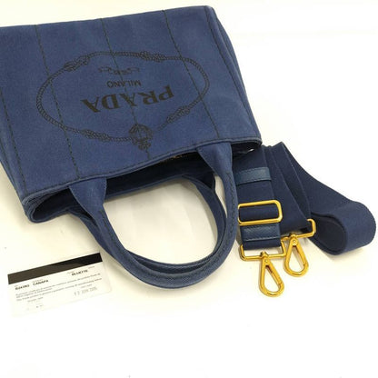 Prada Canapa Tote 2-Way Canvas Blue