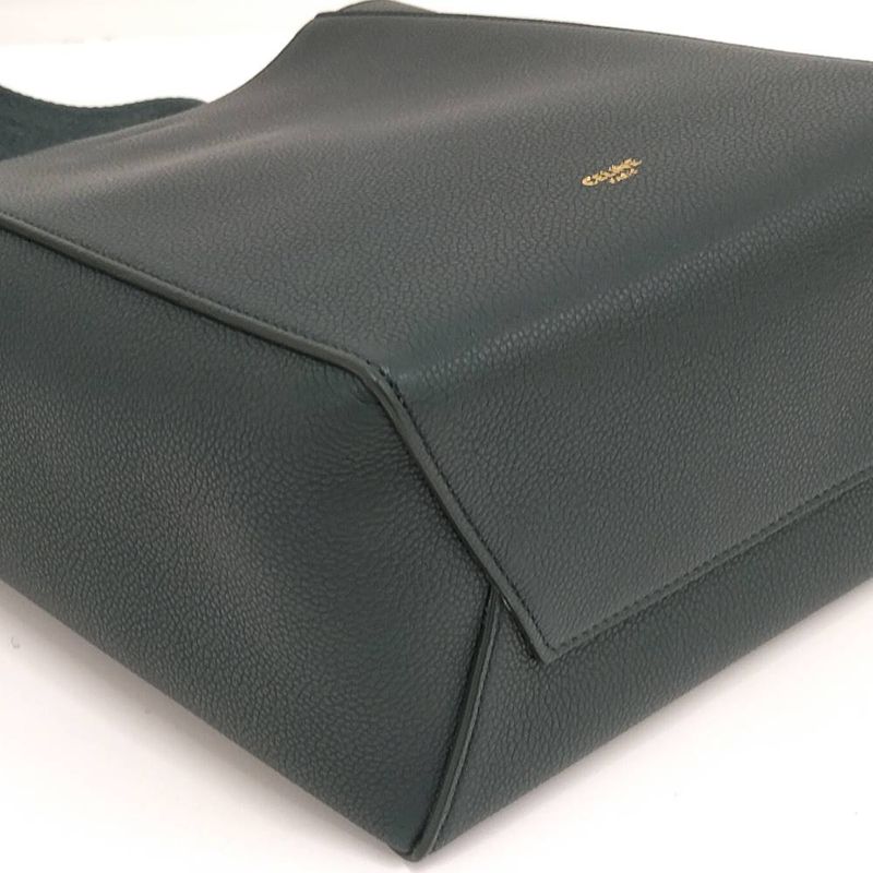 Celine Sangles Small Bucket Shoulder Bag Leather Green