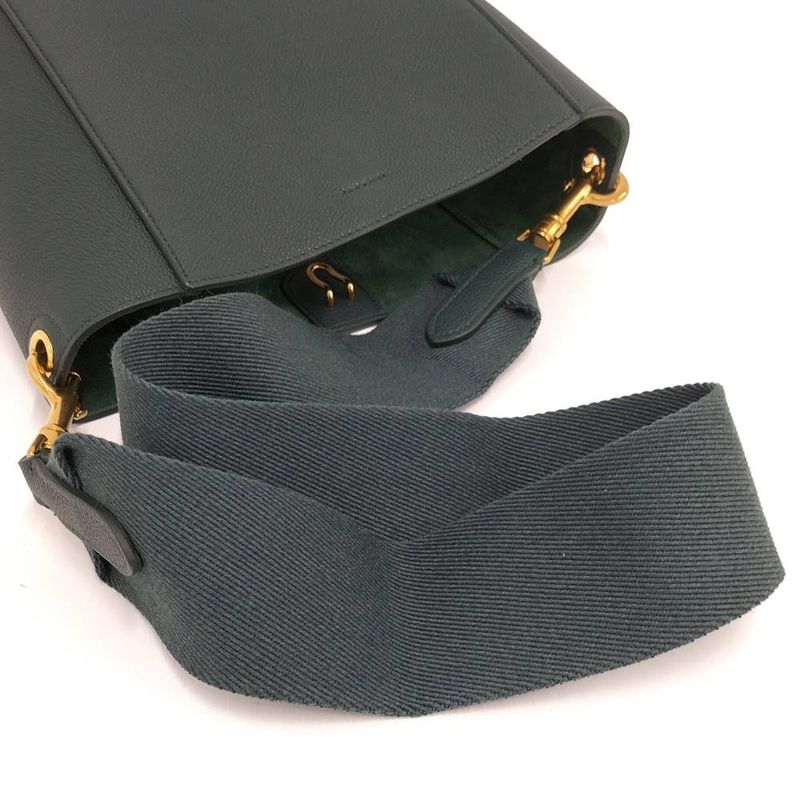 Celine Sangles Small Bucket Shoulder Bag Leather Green