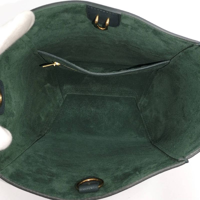 Celine Sangles Small Bucket Shoulder Bag Leather Green