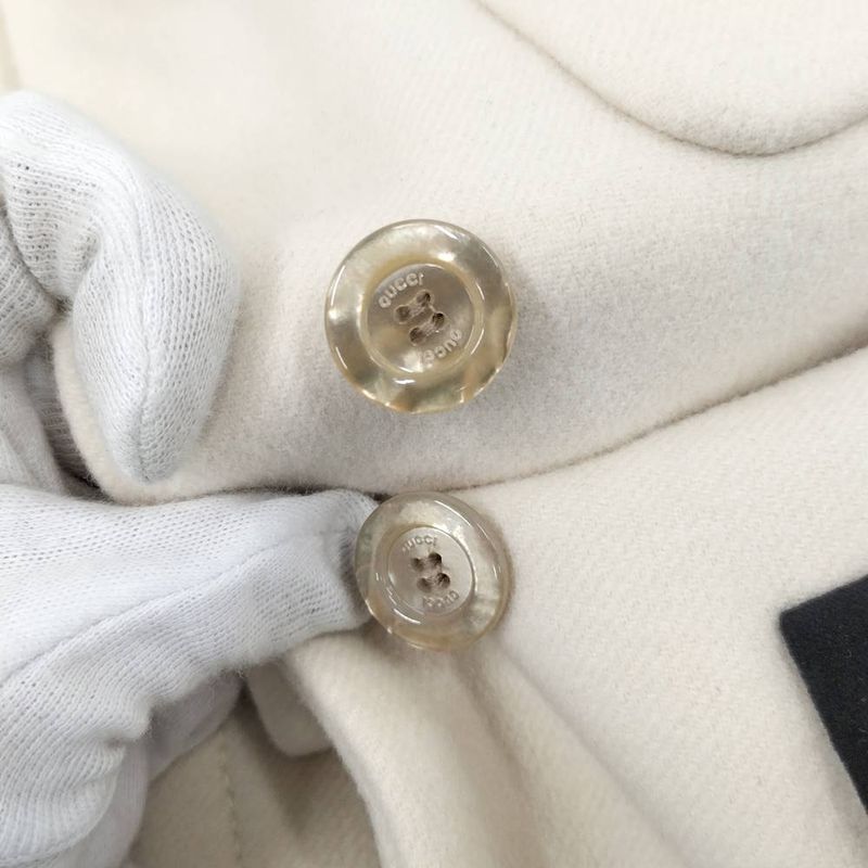 Gucci Stand Collar Coat with Belt Ivory