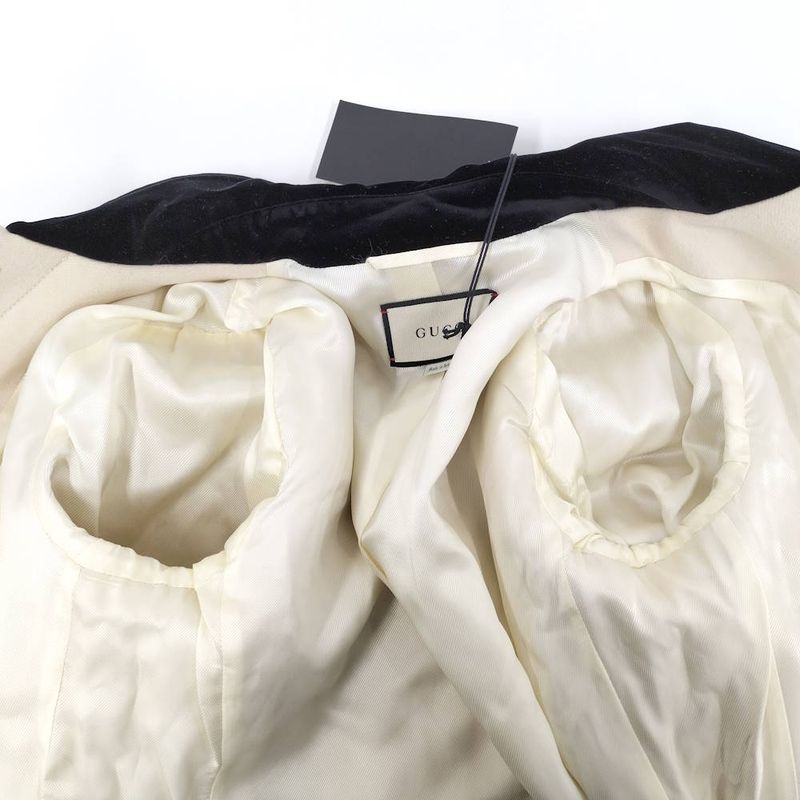 Gucci Stand Collar Coat with Belt Ivory