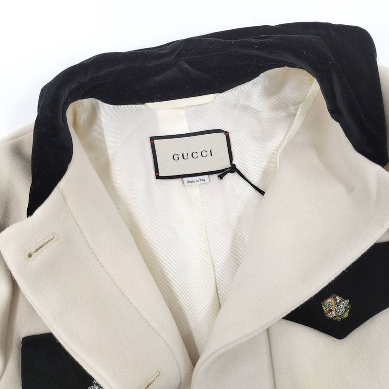 Gucci Stand Collar Coat with Belt Ivory