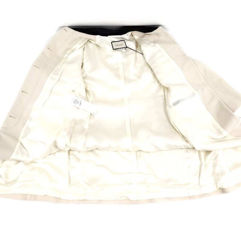 Gucci Stand Collar Coat with Belt Ivory