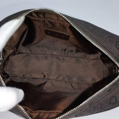 Bvlgari Logo Mania Cosmetic Pouch Nylon Canvas Brown