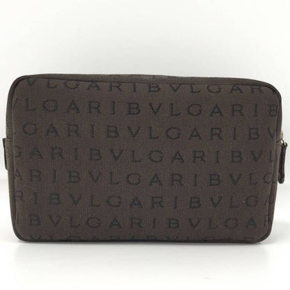 Bvlgari Logo Mania Cosmetic Pouch Nylon Canvas Brown