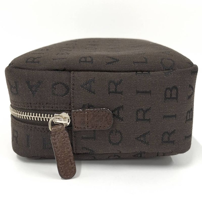 Bvlgari Logo Mania Cosmetic Pouch Nylon Canvas Brown