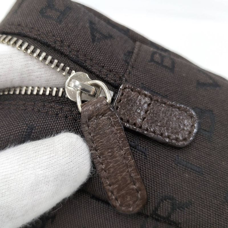 Bvlgari Logo Mania Cosmetic Pouch Nylon Canvas Brown