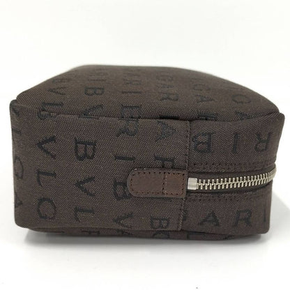 Bvlgari Logo Mania Cosmetic Pouch Nylon Canvas Brown