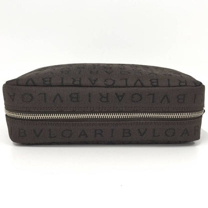 Bvlgari Logo Mania Cosmetic Pouch Nylon Canvas Brown