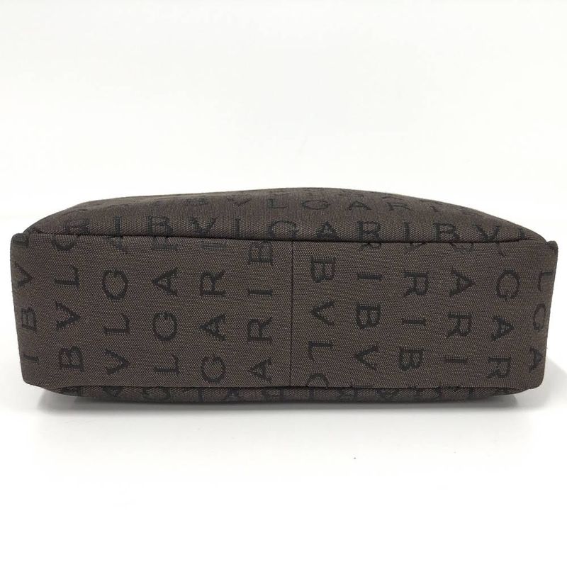 Bvlgari Logo Mania Cosmetic Pouch Nylon Canvas Brown