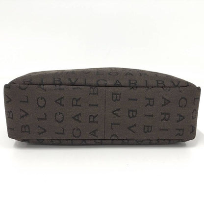 Bvlgari Logo Mania Cosmetic Pouch Nylon Canvas Brown