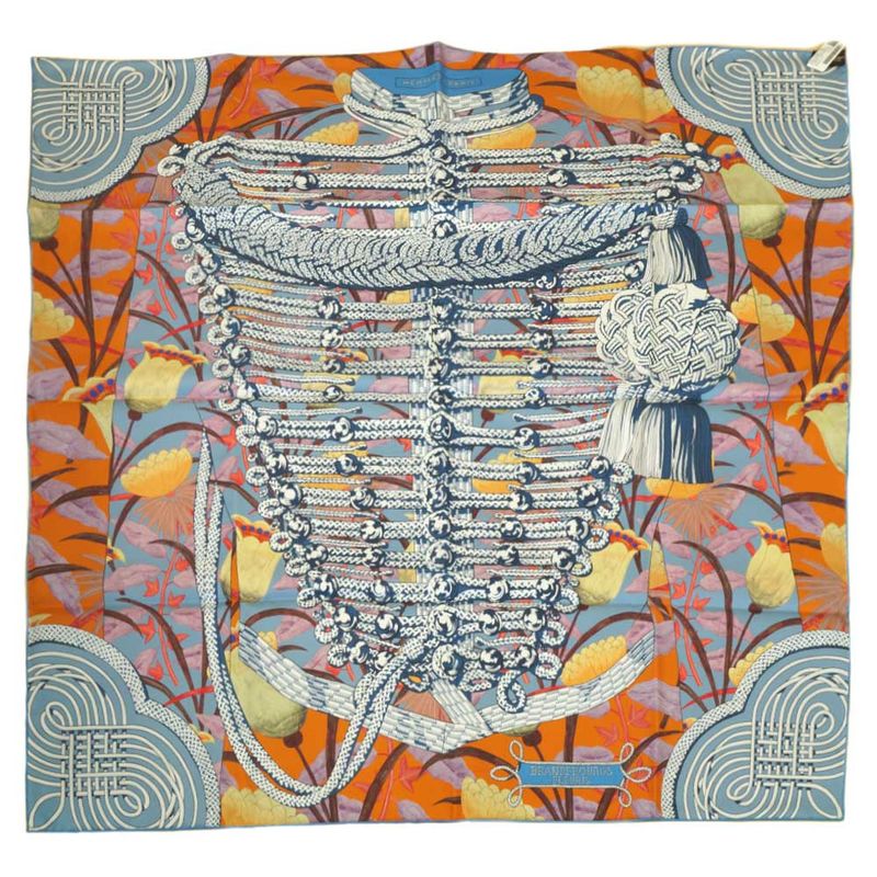 Hermes Carre 90 Double Face Brandebourgs Fleuris Brandenburg Ornament Scarf