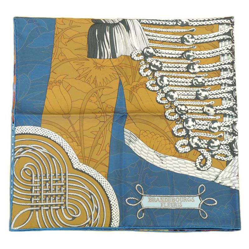 Hermes Carre 90 Double Face Brandebourgs Fleuris Brandenburg Ornament Scarf