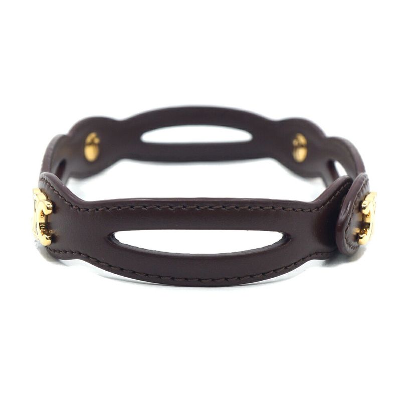 Celine Triomphe Choker Necklace Brown Gold C2