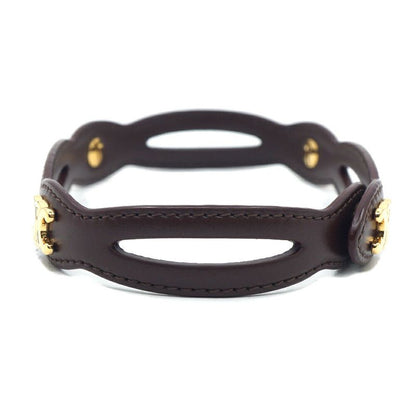 Celine Triomphe Choker Necklace Brown Gold C2