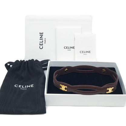 Celine Triomphe Choker Necklace Brown Gold C2