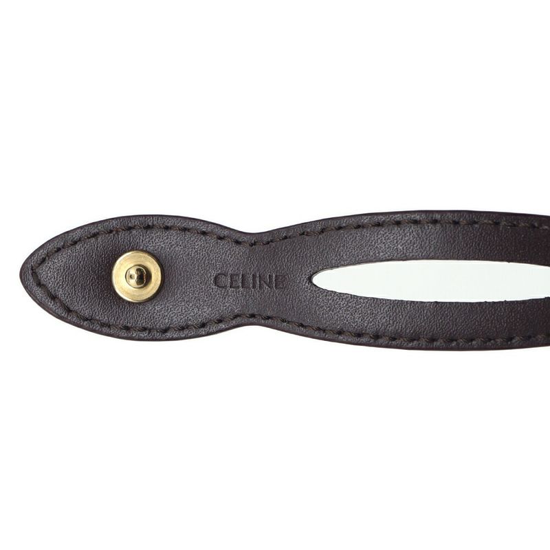 Celine Triomphe Choker Necklace Brown Gold C2