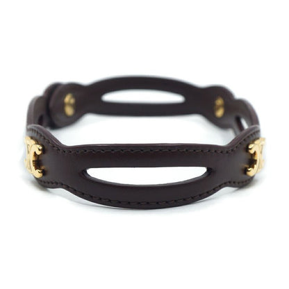 Celine Triomphe Choker Necklace Brown Gold C2