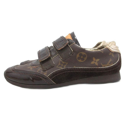 Louis Vuitton Monogram Sneakers Low Cut Velcro Logo Shoes 35.5 Brown