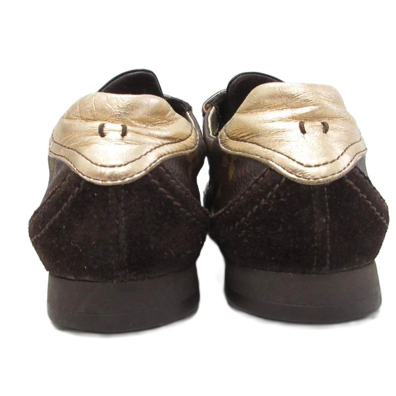 Louis Vuitton Monogram Sneakers Low Cut Velcro Logo Shoes 35.5 Brown