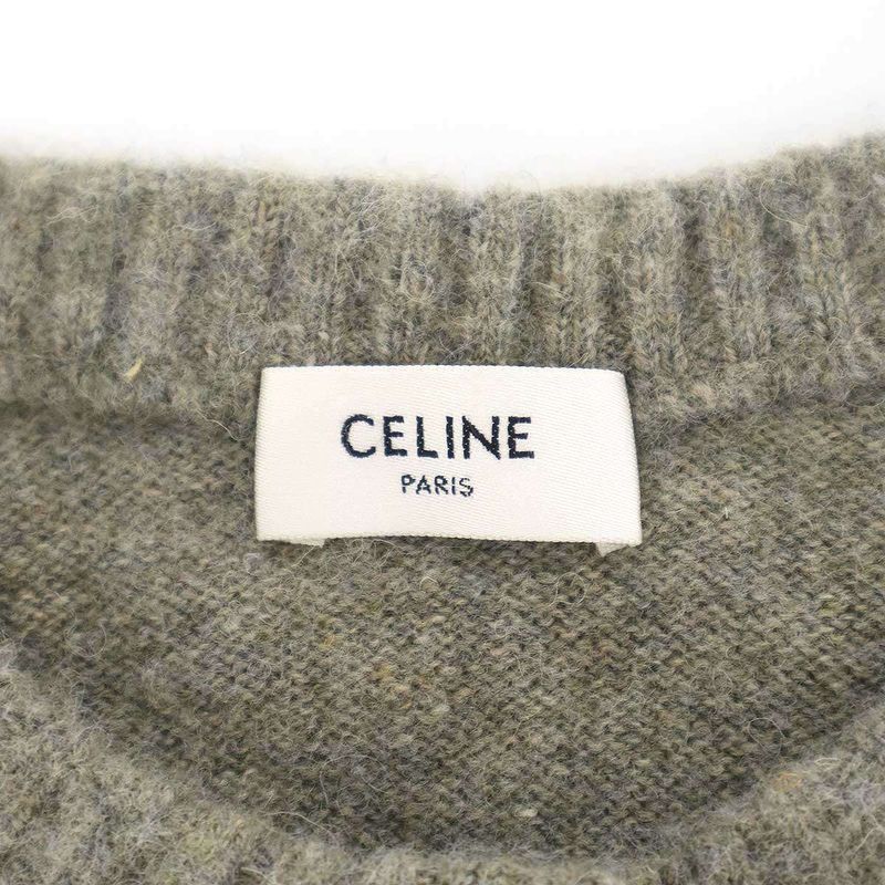 Celine Alpaca Cowl Argyle Car Digan Beige Shoulder Bag