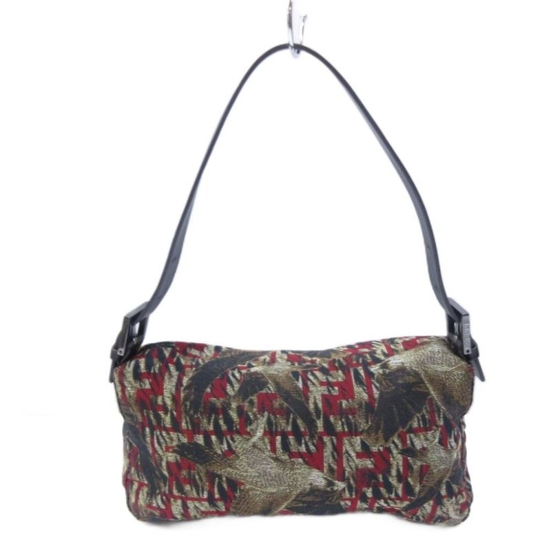 Fendi Mamma Bucket Shoulder Bag Bird Print Zucca Pattern Logo Leather Hawk