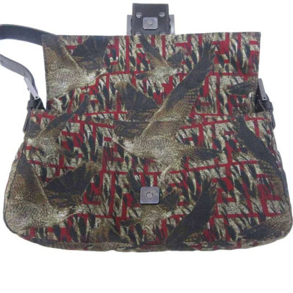 Fendi Mamma Bucket Shoulder Bag Bird Print Zucca Pattern Logo Leather Hawk