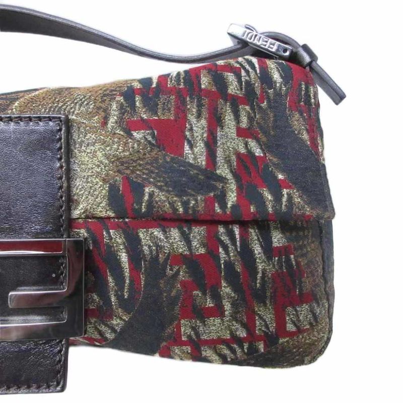 Fendi Mamma Bucket Shoulder Bag Bird Print Zucca Pattern Logo Leather Hawk