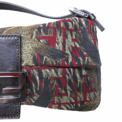Fendi Mamma Bucket Shoulder Bag Bird Print Zucca Pattern Logo Leather Hawk