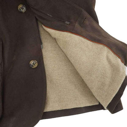 Loro Piana Cashmere Liner Leather Jacket Brown