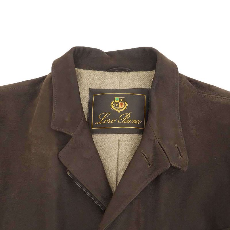 Loro Piana Cashmere Liner Leather Jacket Brown
