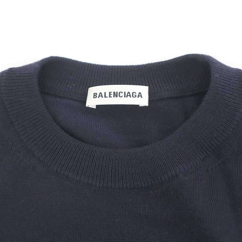 Balenciaga Embroidered Knit Sweater Navy XS