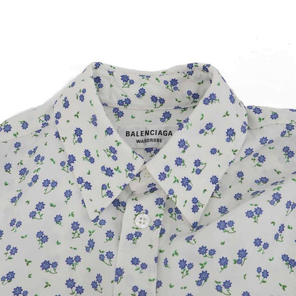Balenciaga Flower Logo Jacquard Oversize Shirt White