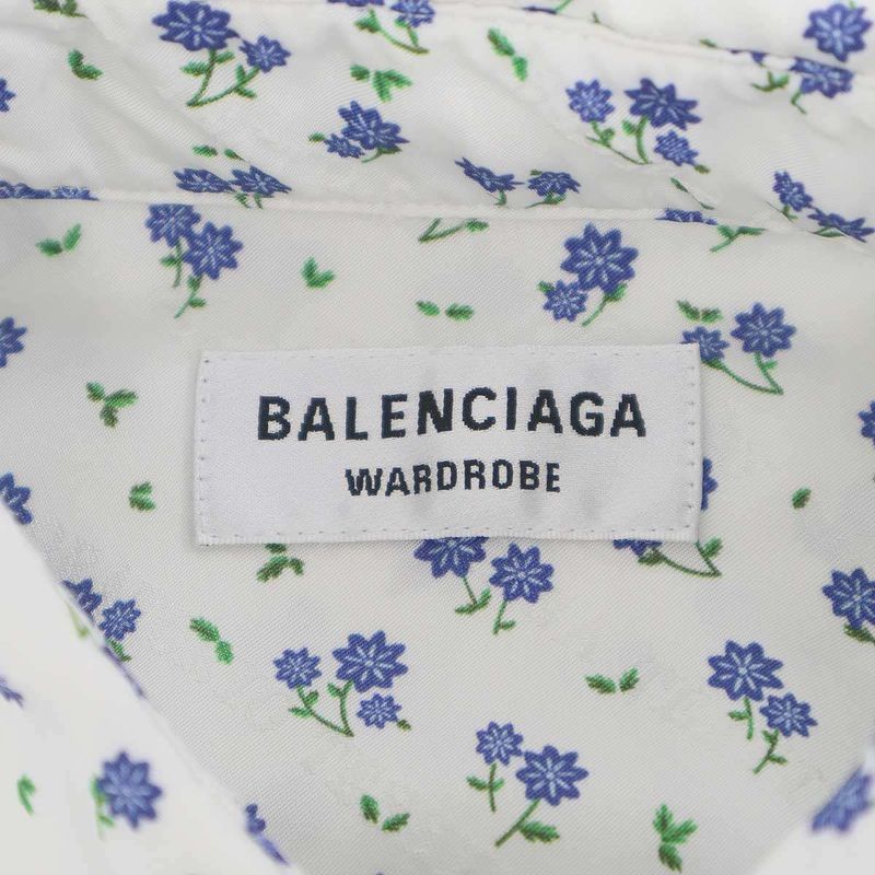 Balenciaga Flower Logo Jacquard Oversize Shirt White